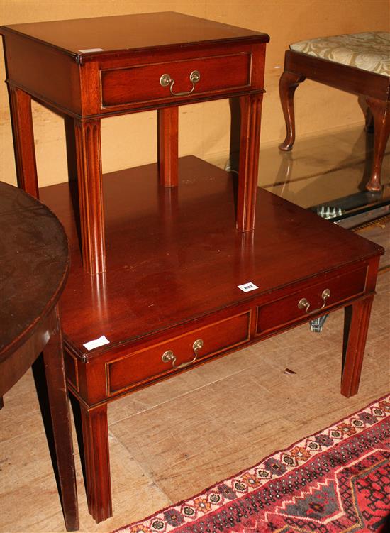 Mahogany 4 drawer coffee table & a similar lamp table(-)